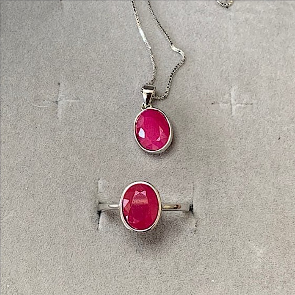 4CT TW Natural Burma Ruby jewelry set